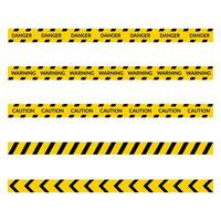 svart och gul varning varning Allt uppsättning band. vektor illustration.