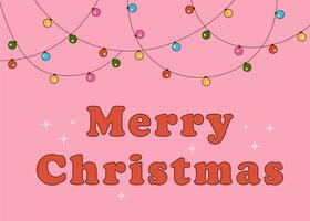 glad jul häftig baner. söt kransar på en rosa bakgrund med gnistrar. retro kort för rizva. vektor illustration