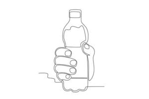 Vorderseite Aussicht von ein Hand halten ein Flasche von Wasser vektor