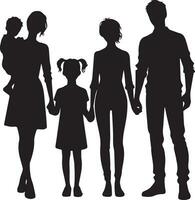 Familie Silhouette isoliert Über Weiß Hintergrund editierbar Vektor Illustration