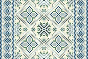 blommig korsa sy broderi på vit bakgrund.ikat etnisk orientalisk mönster traditionell.aztec stil abstrakt vektor illustration.design för textur, tyg, kläder, inslagning, dekoration, halsduk, matta