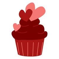 Valentinstag Tag Cupcake Vektor. Valentinstag Kuchen, Cupcake und Süss Nachtisch, Geschenk Elemente Dekoration. Vektor Illustration Tasse Kuchen Element