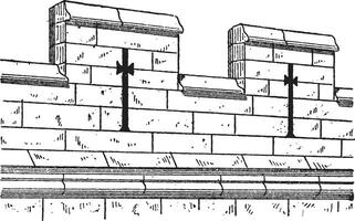 merlon och crenel, årgång gravyr vektor