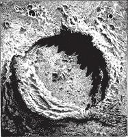 yta av de måne, copernicus påverkan krater, årgång gravyr vektor