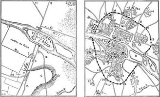 Karte von Paris galloromanisch, Jahrgang Gravur. vektor