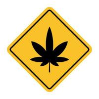 cannabis blad väg tecken. uppmärksamhet marijuana hampa. vektor