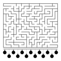 abstraktes rechteckiges Labyrinth mit einem Schwarz-Weiß-Bild. Runde Weihnachtskugeln. ein interessantes und nützliches Spiel für Kinder. einfache flache Vektorillustration lokalisiert auf weißem Hintergrund. vektor