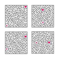 eine Reihe von quadratischen Labyrinthen. Spiel für Kinder. Puzzle für Kinder. ein Eingang, ein Ausgang. Labyrinth Rätsel. flache Vektorillustration lokalisiert auf weißem Hintergrund. vektor