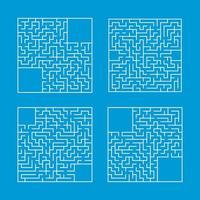 eine Reihe von quadratischen Labyrinthen. Spiel für Kinder. Puzzle für Kinder. ein Eingang, ein Ausgang. Labyrinth Rätsel. flache Vektorillustration lokalisiert auf farbigem Hintergrund. mit Platz für Ihr Bild. vektor