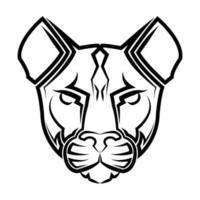 Schwarz-Weiß-Linienkunst von Puma-Kopf gute Verwendung für Symbol Maskottchen Symbol Avatar Tattoo T-Shirt Design Logo oder jedes Design. vektor