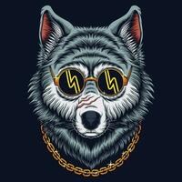 Wolf Kopf cool Gangster Stil Vektor Illustration
