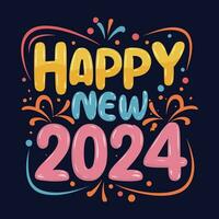 Lycklig ny år 2024, ny år t-shirt design. ny 2024 t-shirt design. vektor