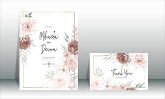 elegante Hochzeitseinladungskarte mit schönem Blumenschmuck vektor