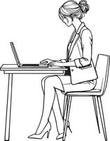 företag kvinna arbete på bärbar dator. vektor