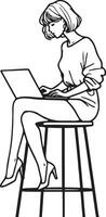 Geschäft Frau Arbeit auf Laptop. vektor