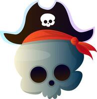 tecknad serie skalle med pirat hatt vektor illustration på vit bakgrund