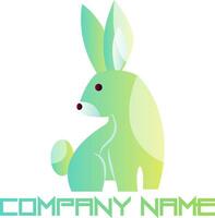 bebis grön och blå kanin vektor logotyp design på en vit bakgrund