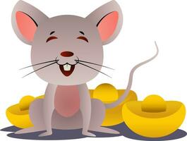 tecknad serie kinesisk mus vektor illustartion på vit bakgrund