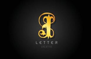 j gold goldener Buchstabe Alphabet Design für Logo Firmensymbol vektor