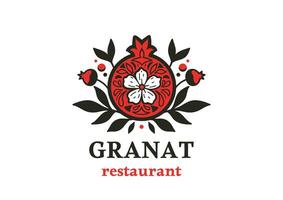 granatäpple logotyp för en bar eller restaurang eller Övrig företag isolera på en vit bakgrund. vektor grafik.