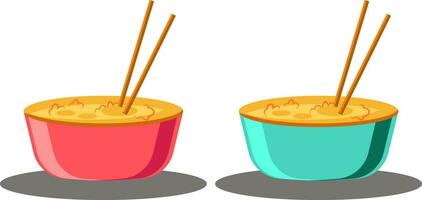 två skålar full av mat redo för kinesisk ny år vektor illustration på vit bakgrund