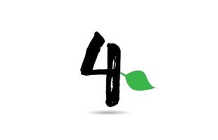 grunge nummer gröna blad logotyp ikon design för företagets verksamhet vektor