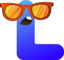 Blau Brief l mit Sonnenbrille Vektor Illustration auf Weiß Hintergrund