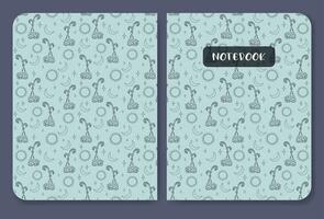 Notizbuch Startseite Vorlage minimalistisch Blau Design. druckbar Hintergrund zum Schule Schreibwaren mit Wüste Pflanzen vektor