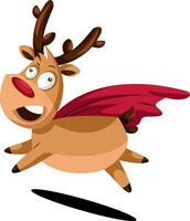 verrückt Weihnachten Hirsch mit rot Kap Vektor Illustration auf ein Weiß Hintergrund