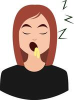 schläfriges Mädchen Emoji, Illustration, Vektor auf weißem Hintergrund