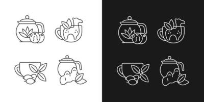 Lineare Symbole für medizinische Tees für den dunklen und hellen Modus vektor