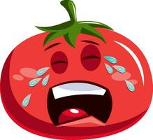 ledsen röd tomat gråt illustration vektor på vit bakgrund
