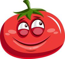 söt tomat leende illustration vektor på vit bakgrund