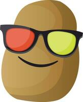 Karikatur Kartoffel tragen Sonnenbrille Illustration Vektor auf Weiß Hintergrund