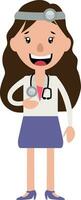 ein Frau Arzt mit Stethoskop Lachen Illustration Vektor auf Weiß Hintergrund