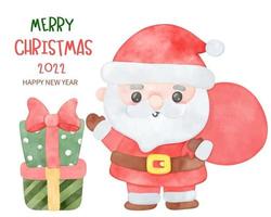 Aquarell Weihnachtsmann Cartoon Weihnachtsgeschenk Kawaii Charakter vektor