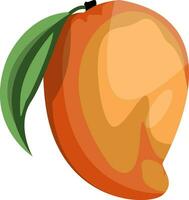 tecknad serie av en orange och gul mango frukt med grön blad vektor illustration på vit bakgrund.