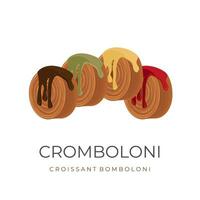 Neu York Rollen Croissant oder Cromboloni mit verschiedene Aromen Vektor Illustration Logo