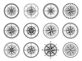 alt Kompass, Jahrgang Wind Rose, Marine Navigation vektor