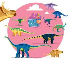 rolig dinosaurier tecknad serie personligheter klistermärken uppsättning vektor