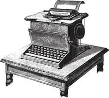 amerikan skrivmaskin, årgång gravyr. vektor