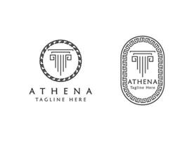 uralt griechisch Athena Logo Design vektor
