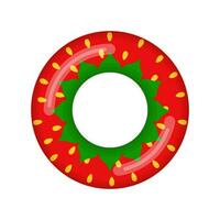 aufblasbar Schwimmen Ring suchen mögen Erdbeere isoliert auf Weiß Hintergrund, Gummi schweben Schwimmbad Lebensretter Ring, Boje Kinder Strand Sommer- Meer Wasser Thema. Vektor Illustration Symbol.