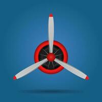 Flugzeug Klinge Propeller isoliert auf Blau Hintergrund. Jahrgang Flugzeug Propeller mit radial Motor. Turbine Symbol, Ventilator Klinge, Wind Ventilator, Ausrüstung Generator. Vektor Illustration.