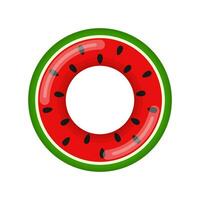 aufblasbar Schwimmen Ring suchen mögen Wassermelone isoliert auf Weiß Hintergrund, Gummi schweben Schwimmbad Lebensretter Ring, Boje Kinder Strand Sommer- Meer Wasser Thema. Vektor Illustration Symbol.