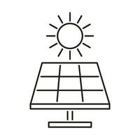 Solar- Tafel, akkumulieren Sonne Energie, Linie Symbol. Alternative elektrisch Generation von Sonnenlicht. Vektor Gliederung Illustration
