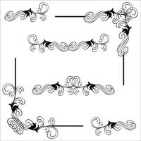vektor illustration av dekorativ hörn ram uppsättning. hand dra av hörn annorlunda former blomma dekoration vektor design klotter skiss stil för bröllop och baner.