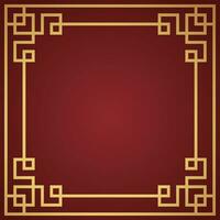 vektor kinesisk ram gräns, rektangel och cirkel design på röd bakgrund