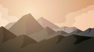 Berg Landschaft Vektor Illustration. Landschaft von Berg Angebot mit wolkig Himmel im das Morgen. Berg Landschaft zum Hintergrund, Hintergrund oder Illustration