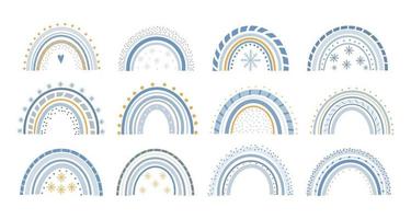 Weihnachtsregenbogen niedlicher Vektorpastellsatz auf weißem Hintergrund vektor